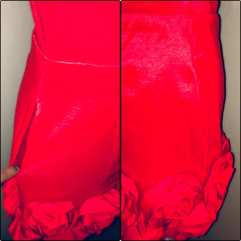 Free Generation Strapless Red Rosette Mini Dress - image 5